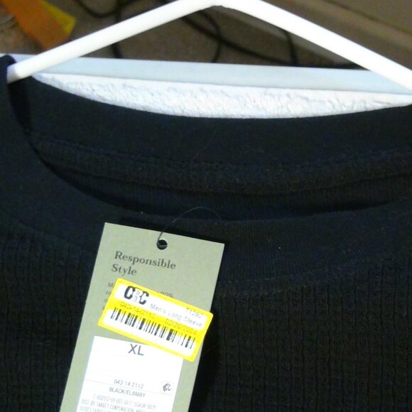 Goodfellow Mens Shirt Waffle Solid Long Sleeve Turtleneck Black XL - Picture 5 of 12